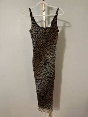 Dolce & Gabbana Leopard-Print Midi Slip Dress in Brown and Black VINTAGE